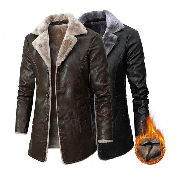men's leather faux men long fleece jacket winter casual thick parkas male outfit warm vintage pocket breasted jackets coat 221122, Black
men's leather faux men long fleece jacket winter casual thick parkas male outfit warm vintage pocket breasted jackets coat 221122, Black