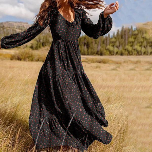 casual dresses floral chiffon fashion maxi dres v neck boho retro holiday leisure long sleeved beach temperament lady robe 221121, Black;gray
casual dresses floral chiffon fashion maxi dres v neck boho retro holiday leisure long sleeved beach temperament lady robe 221121, Black;gray