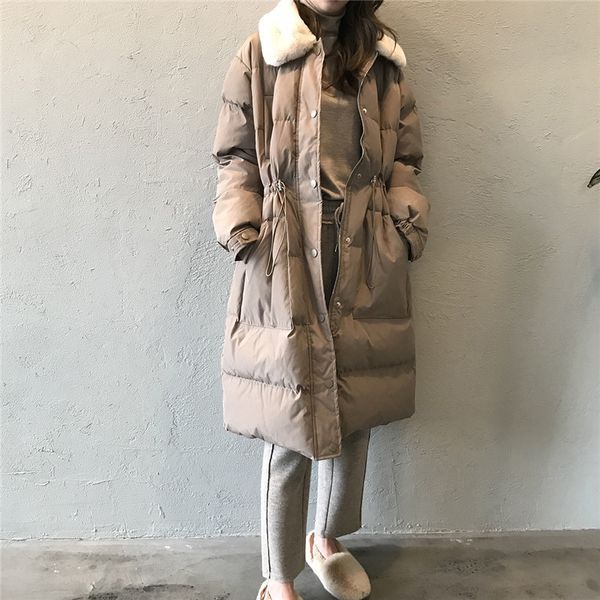 women's down parkas faux rabbit fur collar women's winter down jacket long drawstring slim zipper ladies chic coat loose oversize, Black
women's down parkas faux rabbit fur collar women's winter down jacket long drawstring slim zipper ladies chic coat loose oversize, Black