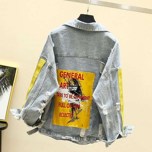 women's jackets autumn denim women basic coat casual patchwork jeans loose holes female overcoat outwear p817 221122, Black;brown
women's jackets autumn denim women basic coat casual patchwork jeans loose holes female overcoat outwear p817 221122, Black;brown