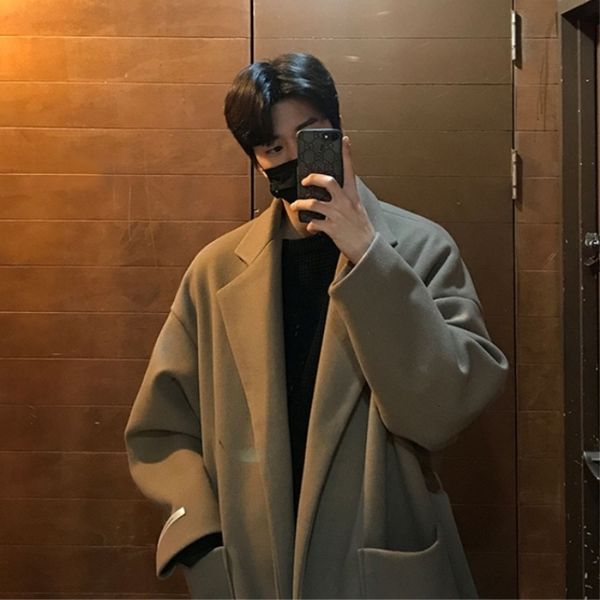 men's wool blends autumn winter men's woolen coat over knee coat korean trend thickened mid length coats with belt s102 221122, Black
men's wool blends autumn winter men's woolen coat over knee coat korean trend thickened mid length coats with belt s102 221122, Black