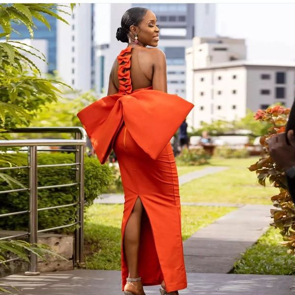 orange mermaid prom dresses for black girls aso ebi bows sleeveless split formal evening dress robe de bal custom made
orange mermaid prom dresses for black girls aso ebi bows sleeveless split formal evening dress robe de bal custom made