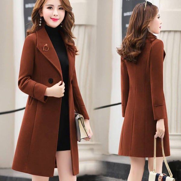 women's wool blends spring and autumn woolen coat female long large size thick women jacket slim lady clothing coats 221122, Black
women's wool blends spring and autumn woolen coat female long large size thick women jacket slim lady clothing coats 221122, Black