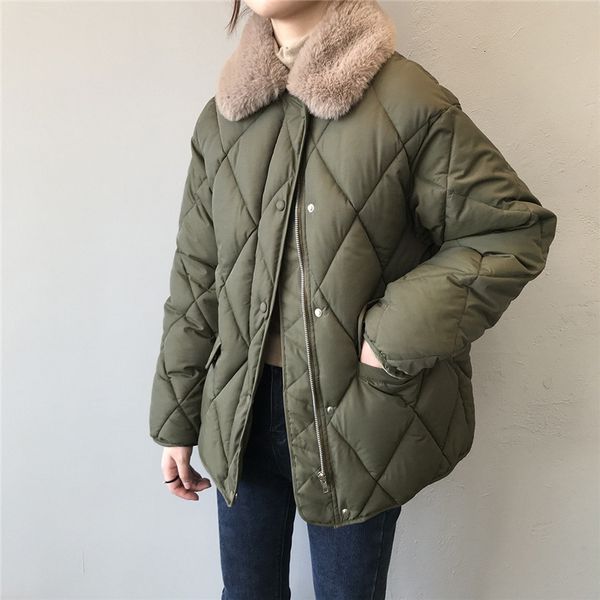 women's down parkas faux rabbit fur collar autumn winter down jacket women zipper solid lapel full sleeve chic coat parka ladies outwea, Black
women's down parkas faux rabbit fur collar autumn winter down jacket women zipper solid lapel full sleeve chic coat parka ladies outwea, Black
