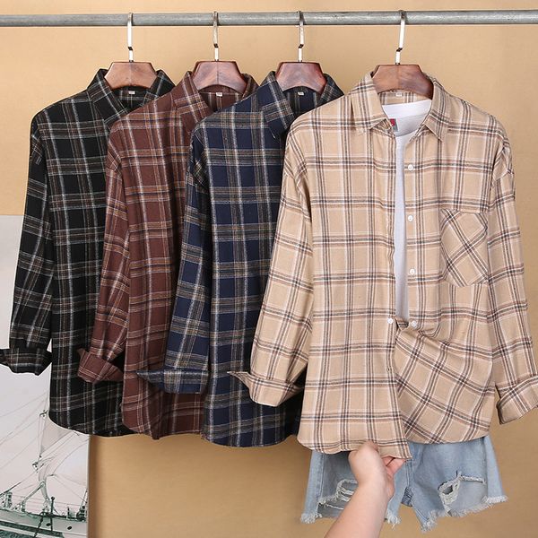 women's blouses & shirts new cotton ladies long sleeve plaid korean version shirt loose versatile t jacket, White
women's blouses & shirts new cotton ladies long sleeve plaid korean version shirt loose versatile t jacket, White