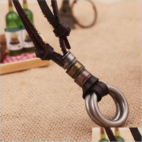 pendant necklaces metal double ring pendant necklace retro adjustable chain leather necklaces for women men hiphop fashion jewelry d dhyca, Silver
pendant necklaces metal double ring pendant necklace retro adjustable chain leather necklaces for women men hiphop fashion jewelry d dhyca, Silver