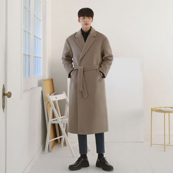 men's wool blends 2023 korean trend men's loose casual overcoat with belt autumn winter fashion long sleeve woolen long coat male, Black
men's wool blends 2023 korean trend men's loose casual overcoat with belt autumn winter fashion long sleeve woolen long coat male, Black