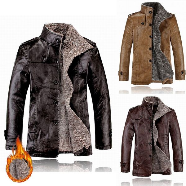 men's leather faux leather mens winter warm fleece fur lined trench coat thermal fabulous wear resistant men jacket faux leather jacket, Black
men's leather faux leather mens winter warm fleece fur lined trench coat thermal fabulous wear resistant men jacket faux leather jacket, Black