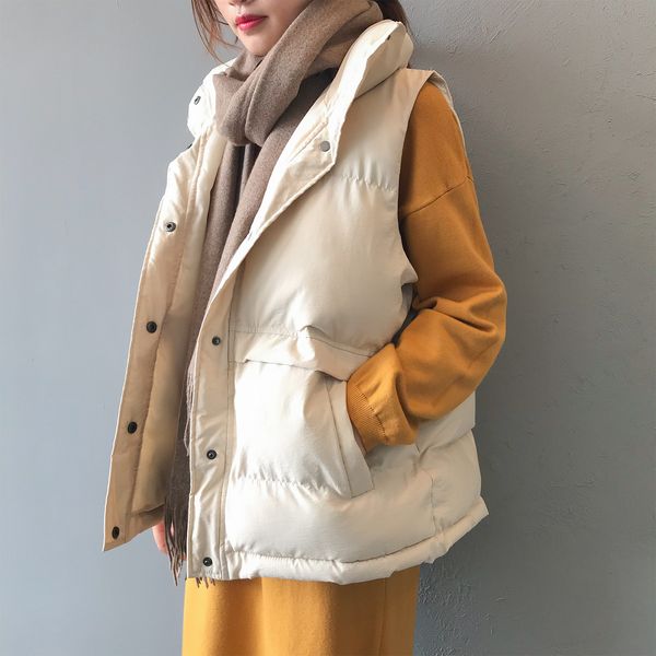 women's down parkas autumn chic winter down jacket women korean style loose collar cotton vest sleeveless ladies covered button vest co, Black
women's down parkas autumn chic winter down jacket women korean style loose collar cotton vest sleeveless ladies covered button vest co, Black