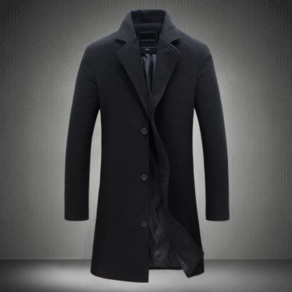 men's wool & blends tweed coat 2022 foreign trade men's new korean version slim medium length trench woolen factory wholesale, Black 
men's wool & blends tweed coat 2022 foreign trade men's new korean version slim medium length trench woolen factory wholesale, Black