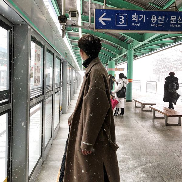 men's wool blends autumn winter woolen overcoat men's long style trend handsome over knee thickening meddle length solid coat with, Black
men's wool blends autumn winter woolen overcoat men's long style trend handsome over knee thickening meddle length solid coat with, Black