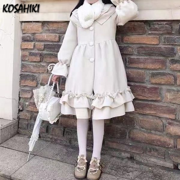women's jackets kosahiki autumn japanese sweet lolita style woolen coats women cute ruffles a-line loose girly kawaii trend outerwear 2, Black;brown
women's jackets kosahiki autumn japanese sweet lolita style woolen coats women cute ruffles a-line loose girly kawaii trend outerwear 2, Black;brown