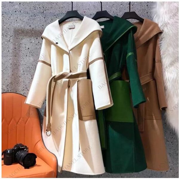 fashion women's wool coat designer jacket outerwear blends splicing double-sided tweed hooded coats winter warm and slim long coates wi, Black
fashion women's wool coat designer jacket outerwear blends splicing double-sided tweed hooded coats winter warm and slim long coates wi, Black