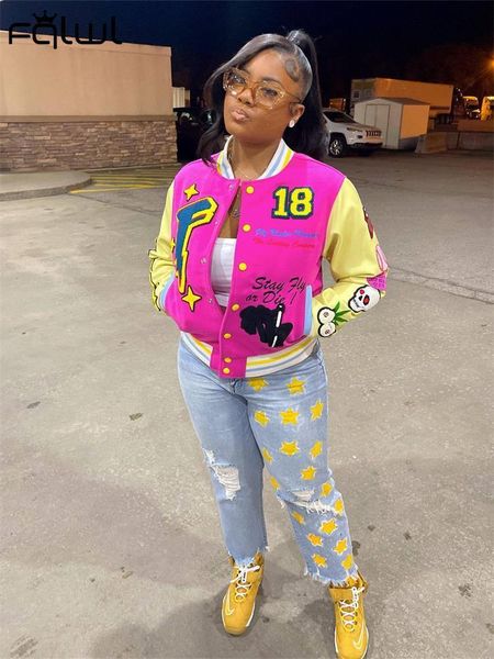 women's jackets fqlwl fall baseball rose red patchwork for women print jacket coats casual varsity bomber female 221122, Black;brown
women's jackets fqlwl fall baseball rose red patchwork for women print jacket coats casual varsity bomber female 221122, Black;brown