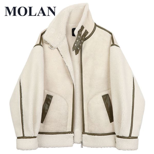 women's jackets molan warm loose woman coat lambs wool leather patchwork streetwear tutleneck zipper korean fashion jacket female outwe, Black;brown
women's jackets molan warm loose woman coat lambs wool leather patchwork streetwear tutleneck zipper korean fashion jacket female outwe, Black;brown