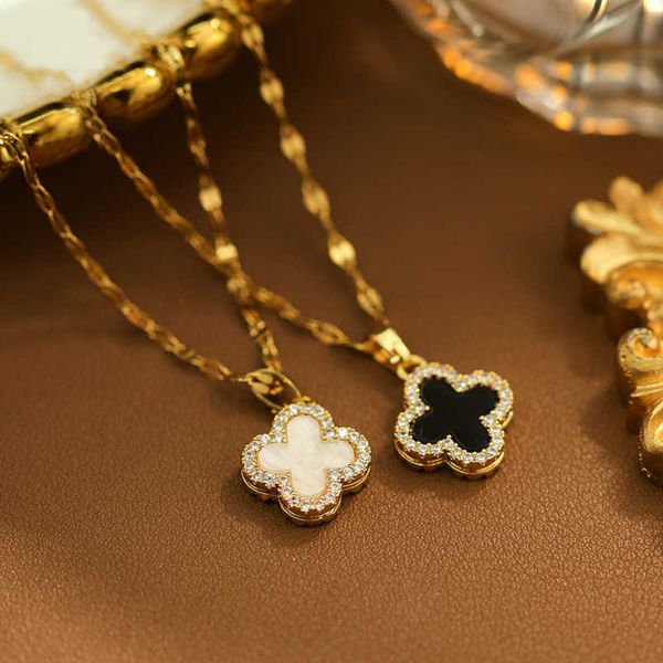 pendant necklaces strands strings classic versatile black and white double sided four leaf grass necklace women's luxury 18k titanium s, Silver
pendant necklaces strands strings classic versatile black and white double sided four leaf grass necklace women's luxury 18k titanium s, Silver
