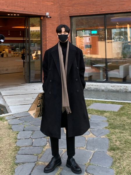 men's wool blends men's autumn and winter fashion casual slim midlength solid woolen coat double breasted lapel woolen coat for me, Black
men's wool blends men's autumn and winter fashion casual slim midlength solid woolen coat double breasted lapel woolen coat for me, Black