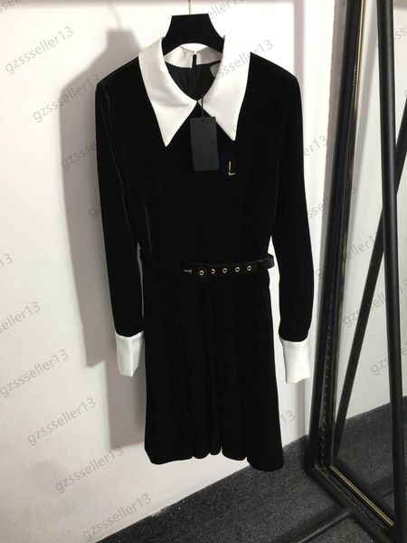 dress womens designer clothing casual dresses letter logo brooch color matching lapels long sleeve dress velvet fabric belt slim maxiskit wo, Black;gray
dress womens designer clothing casual dresses letter logo brooch color matching lapels long sleeve dress velvet fabric belt slim maxiskit wo, Black;gray