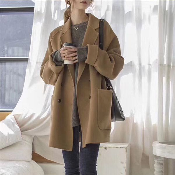 women's wool blends autumn and winter style windbreaker feminine temperament fashionable en coat versatile european american coa 221122, Black
women's wool blends autumn and winter style windbreaker feminine temperament fashionable en coat versatile european american coa 221122, Black