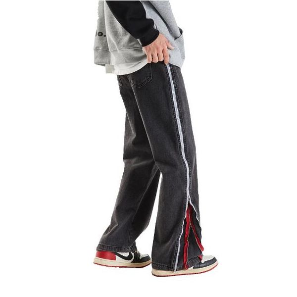 pants hip hop heavy black red double zipper flare jeans washed wide denim pant for male, Black;brown
pants hip hop heavy black red double zipper flare jeans washed wide denim pant for male, Black;brown