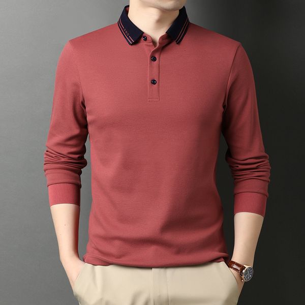 men's polos brand classic casual turndown collar solid color t shirt men clothes autumn cotton streetwear long sleeve tshirt 221122, White;black
men's polos brand classic casual turndown collar solid color t shirt men clothes autumn cotton streetwear long sleeve tshirt 221122, White;black