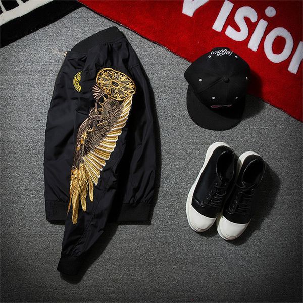 men's leather faux men streetwear brand clothing casual hip hop coat jackets mens wing design spring multi color embroidery bomber jack, Black
men's leather faux men streetwear brand clothing casual hip hop coat jackets mens wing design spring multi color embroidery bomber jack, Black