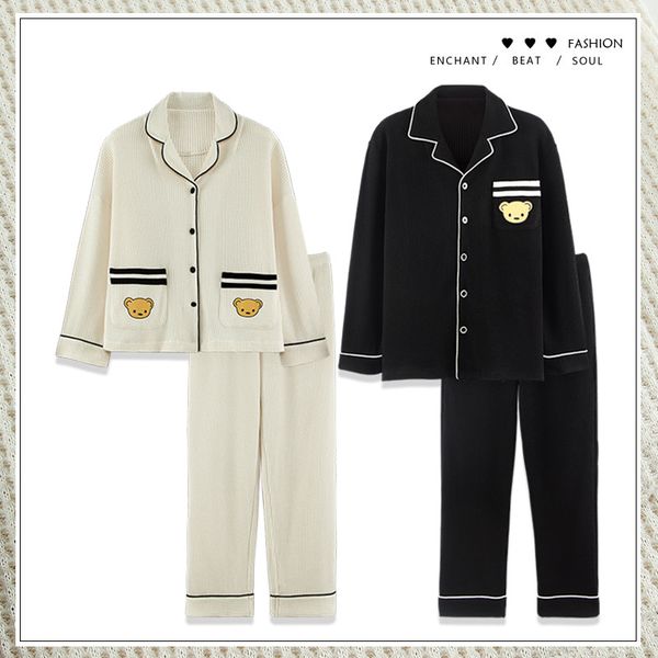 2022 New Autumn Couple Pajamas Women's Long Sleeves Long Pants Waffle Lapels Men's Fall/Winter Homewear Set, White
2022 New Autumn Couple Pajamas Women's Long Sleeves Long Pants Waffle Lapels Men's Fall/Winter Homewear Set, White