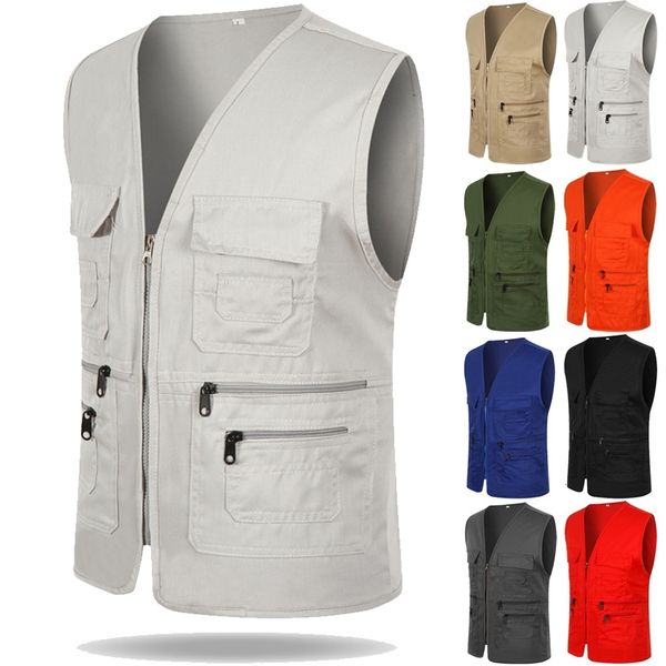 men's vests multi-pocket casual fishing solid color overalls sleeveless zipper director 221122, Black;white
men's vests multi-pocket casual fishing solid color overalls sleeveless zipper director 221122, Black;white