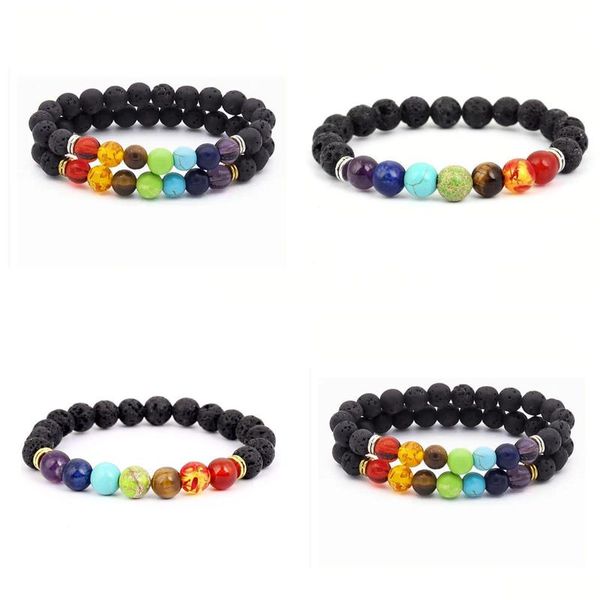 beaded 8mm lava rock 7 chakras beaded strand bracelets natural stone yoga beads bracelet bangle drop delivery jewelry dhbqg, Black
beaded 8mm lava rock 7 chakras beaded strand bracelets natural stone yoga beads bracelet bangle drop delivery jewelry dhbqg, Black