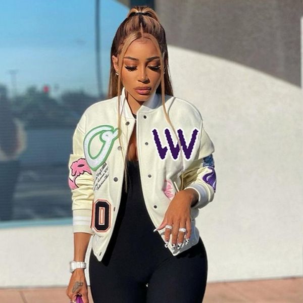 women's jackets white printed casual loose woman bomber colorblock coat spring and autumn sports style 221122, Black;brown
women's jackets white printed casual loose woman bomber colorblock coat spring and autumn sports style 221122, Black;brown