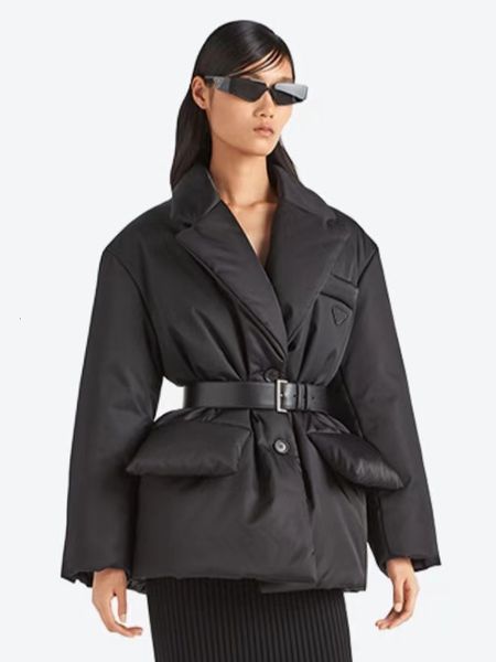 women's down parkas designer blazer collar big pocket triangle tag decoration short down jacket ladies winter fashion thick warm coat 2, Black
women's down parkas designer blazer collar big pocket triangle tag decoration short down jacket ladies winter fashion thick warm coat 2, Black