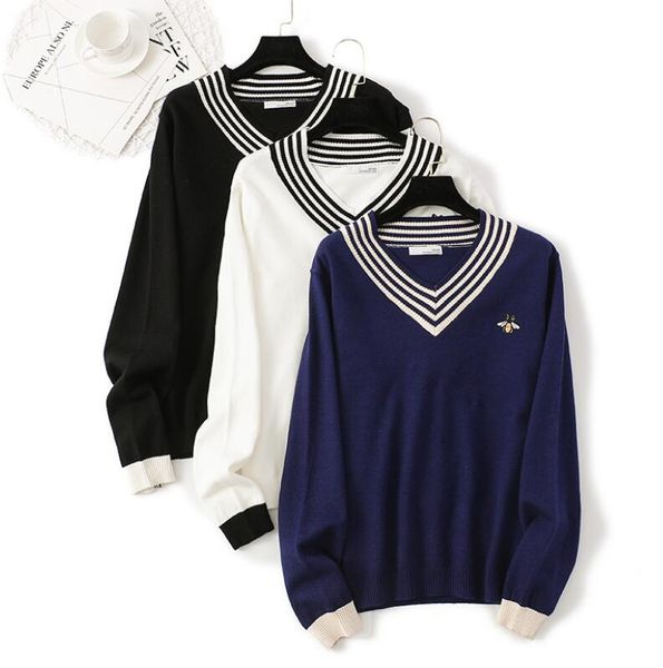 women's sweaters spring autumn 2022 new korean v neck loose pullover embroidery little bee men's and women's knitwear couple&, White;black
women's sweaters spring autumn 2022 new korean v neck loose pullover embroidery little bee men's and women's knitwear couple&, White;black