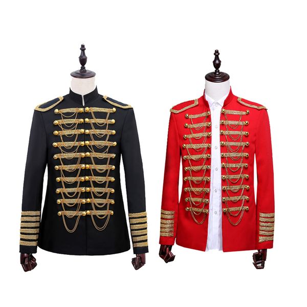 mens suits blazers standing collar metal chain personality men suit blazer jacket style gala party stage show costume military uniform coat, White;black
mens suits blazers standing collar metal chain personality men suit blazer jacket style gala party stage show costume military uniform coat, White;black