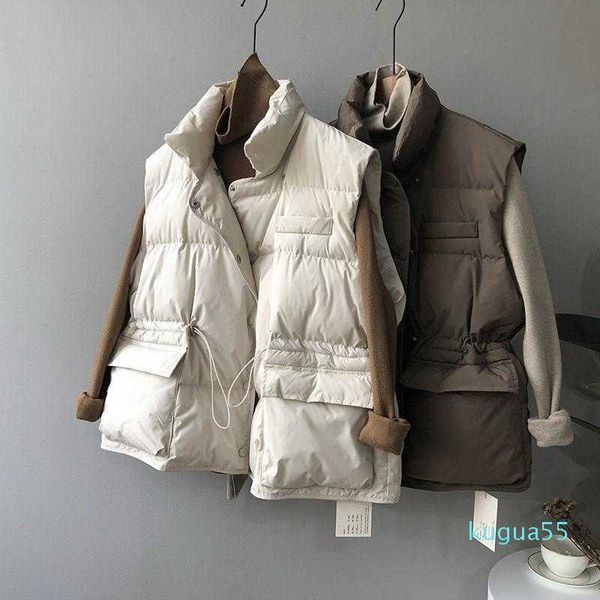 down jacket women's vests cotton loose down vest autumn winter high waist all-match outerwear jacket, Black