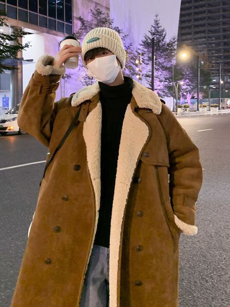 men's fur faux fur gmiixder long suede fur coat men winter overtheknee lamb velvet trench coat long thick windbreaker vintage brown 221, Black
men's fur faux fur gmiixder long suede fur coat men winter overtheknee lamb velvet trench coat long thick windbreaker vintage brown 221, Black