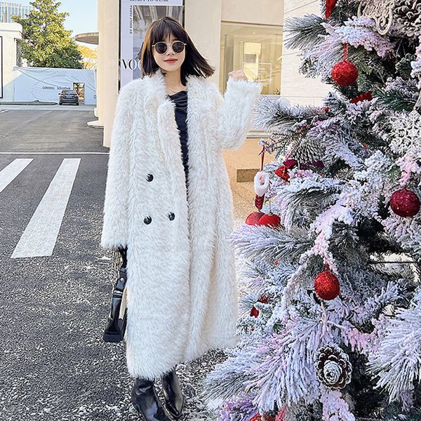 women's fur faux fur winter long overtheknee white plush coat thickened loose faux fur coat lamb wool overcoat women 221122, Black
women's fur faux fur winter long overtheknee white plush coat thickened loose faux fur coat lamb wool overcoat women 221122, Black