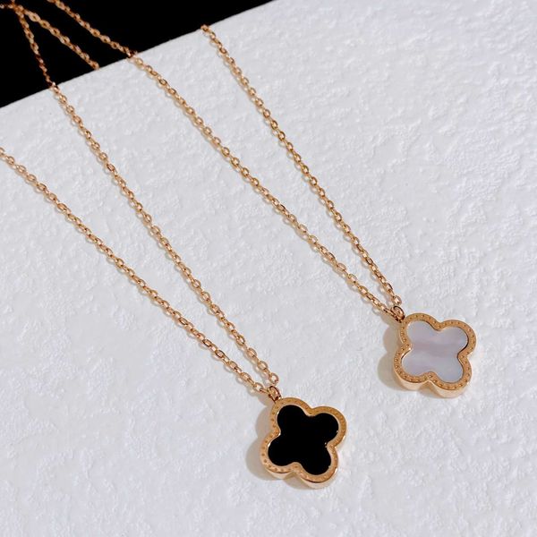 pendant necklaces strands strings black and white double-sided titanium four leaf clover necklace temperament classic versatile neck chain 1, Silver
pendant necklaces strands strings black and white double-sided titanium four leaf clover necklace temperament classic versatile neck chain 1, Silver