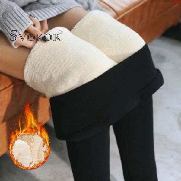 womens leggings svokor winter velvet warm pants coldresistant thick stretchy comfortable keep skinny trousers 221122, Black