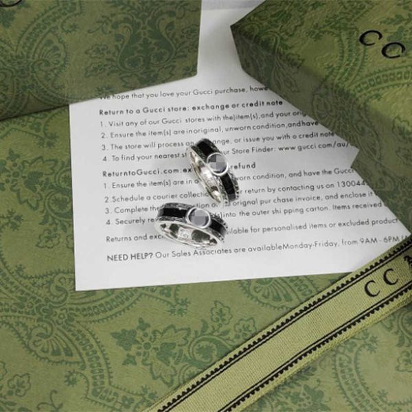 2023 designer new jewelry double interlocking enamel black glue dripping ring fashionable versatile for men and women, Silver
2023 designer new jewelry double interlocking enamel black glue dripping ring fashionable versatile for men and women, Silver