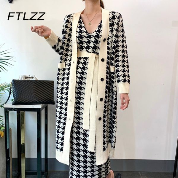 two piece dress autumn winter vintage set v neck long knitted sweater cardigan houndstooth vest outfits woman suits 221122, White
two piece dress autumn winter vintage set v neck long knitted sweater cardigan houndstooth vest outfits woman suits 221122, White