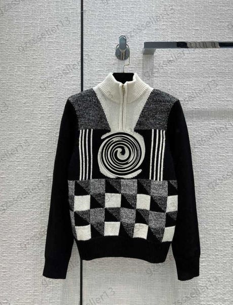 women sweaters checkerboard half zipper wool knitwear contrastive color inlaid element design stand collar sweater casual handsome style wom, White;black
women sweaters checkerboard half zipper wool knitwear contrastive color inlaid element design stand collar sweater casual handsome style wom, White;black