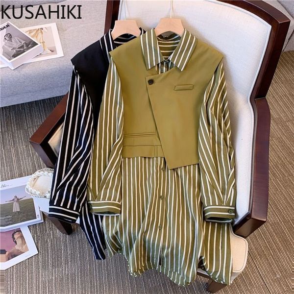 two piece dress kusahiki autumn piece outfits causal striped long sleeve blouse fashion sleeveless waistcoat korean sets 221122, White
two piece dress kusahiki autumn piece outfits causal striped long sleeve blouse fashion sleeveless waistcoat korean sets 221122, White