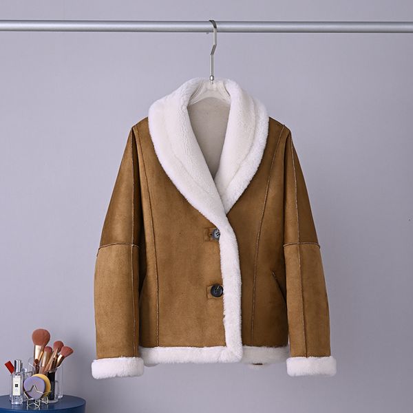womens fur faux women autumn winter fashion short suede jackets female sheep shearing coats ladies loose genuine wool outerwear i75 221122, Black
womens fur faux women autumn winter fashion short suede jackets female sheep shearing coats ladies loose genuine wool outerwear i75 221122, Black