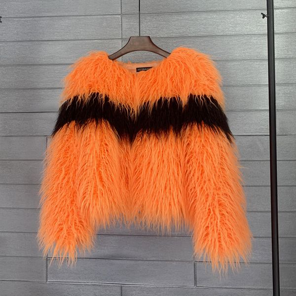 women's fur faux hjqjljls arrival women fashion colorful mongolia sheep coat female long sleeve oneck fluffy ry jacket 221122, Black
women's fur faux hjqjljls arrival women fashion colorful mongolia sheep coat female long sleeve oneck fluffy ry jacket 221122, Black