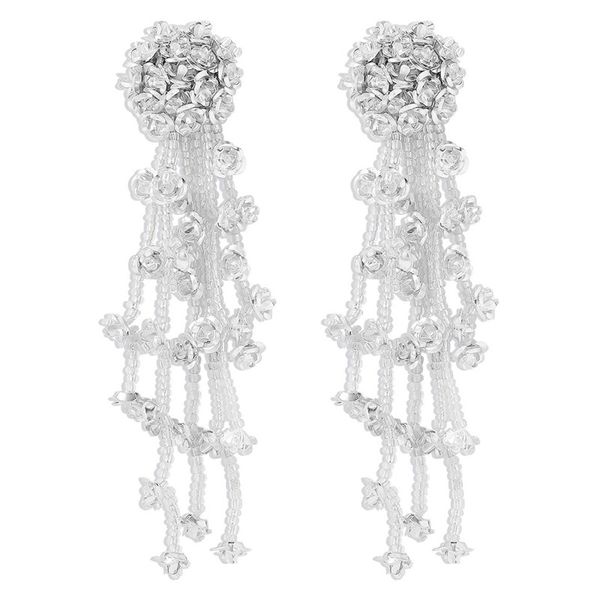 creative sweet resin flower long tassel dangle earrings for women kpop weave seed bead pendant earring, Silver
creative sweet resin flower long tassel dangle earrings for women kpop weave seed bead pendant earring, Silver