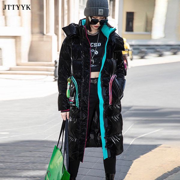 women's down parkas winter clothing waterproof coat women long 90 white duck thick loose outerwear warm jacket hooded 221121, Black
women's down parkas winter clothing waterproof coat women long 90 white duck thick loose outerwear warm jacket hooded 221121, Black