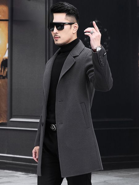 men's wool blends pure wool men's midlength doublesided woolen coat business handsome fashion windbreaker male s89 221122, Black
men's wool blends pure wool men's midlength doublesided woolen coat business handsome fashion windbreaker male s89 221122, Black