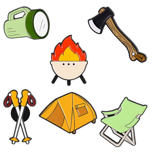 cartoon camping outfit brooch 6pcs set cute tourism supplies alloy enamel paint brooches tent flashlight axe chair small jewelry gift badge, Gray
cartoon camping outfit brooch 6pcs set cute tourism supplies alloy enamel paint brooches tent flashlight axe chair small jewelry gift badge, Gray