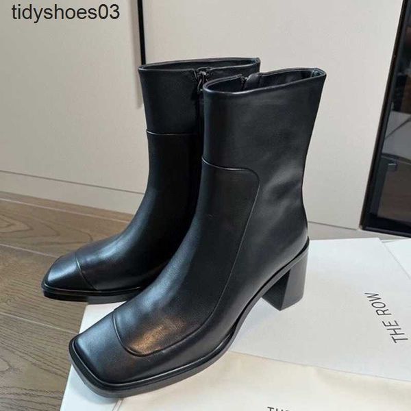the row shoes dress small shoes crowd women designers rois leather thick high heel short boots for women french side zipper square head thin, Black
the row shoes dress small shoes crowd women designers rois leather thick high heel short boots for women french side zipper square head thin, Black