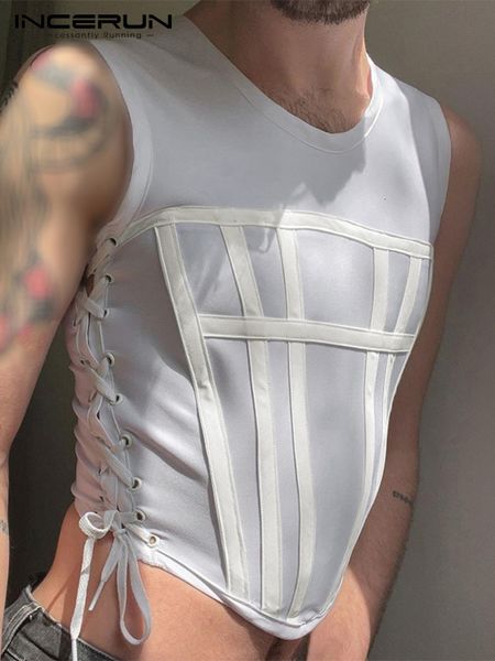 men' tank incerun men tank patchwork lace up oneck sleeveless crop streetwear skinny personality fashion vests s5xl 221122, White;black
men' tank incerun men tank patchwork lace up oneck sleeveless crop streetwear skinny personality fashion vests s5xl 221122, White;black
